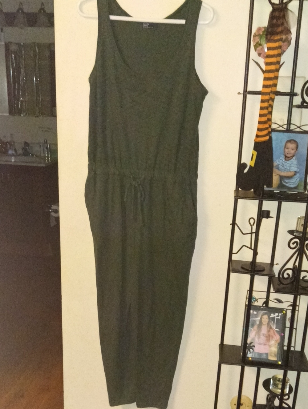 Gap Sleeveless Olive Green Drawstring Jumpsuit Size Medium